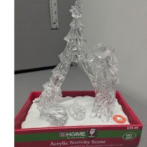New Home for the Holidays Acrylic Nativity Scene LED Lights Music 9046724 In Box
